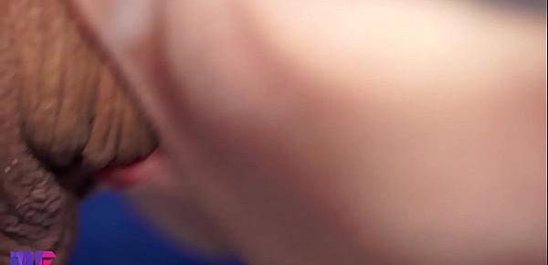  Close-up gentle blowjob, oral creampie
